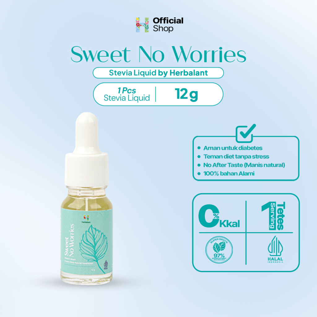 

Herbalant Stevia Liquid - Sweet No Worries 12g | Stevia Cair | 0 Calories | Gula diet | Gula stevia