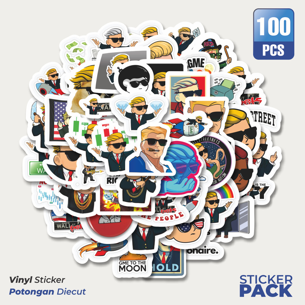 

Stiker Vinyl Stiker Kartun WallStreetBets Waterproof Aesthetic- Untuk Laptop, Motor, dan Helm - Paper Stationery Pack