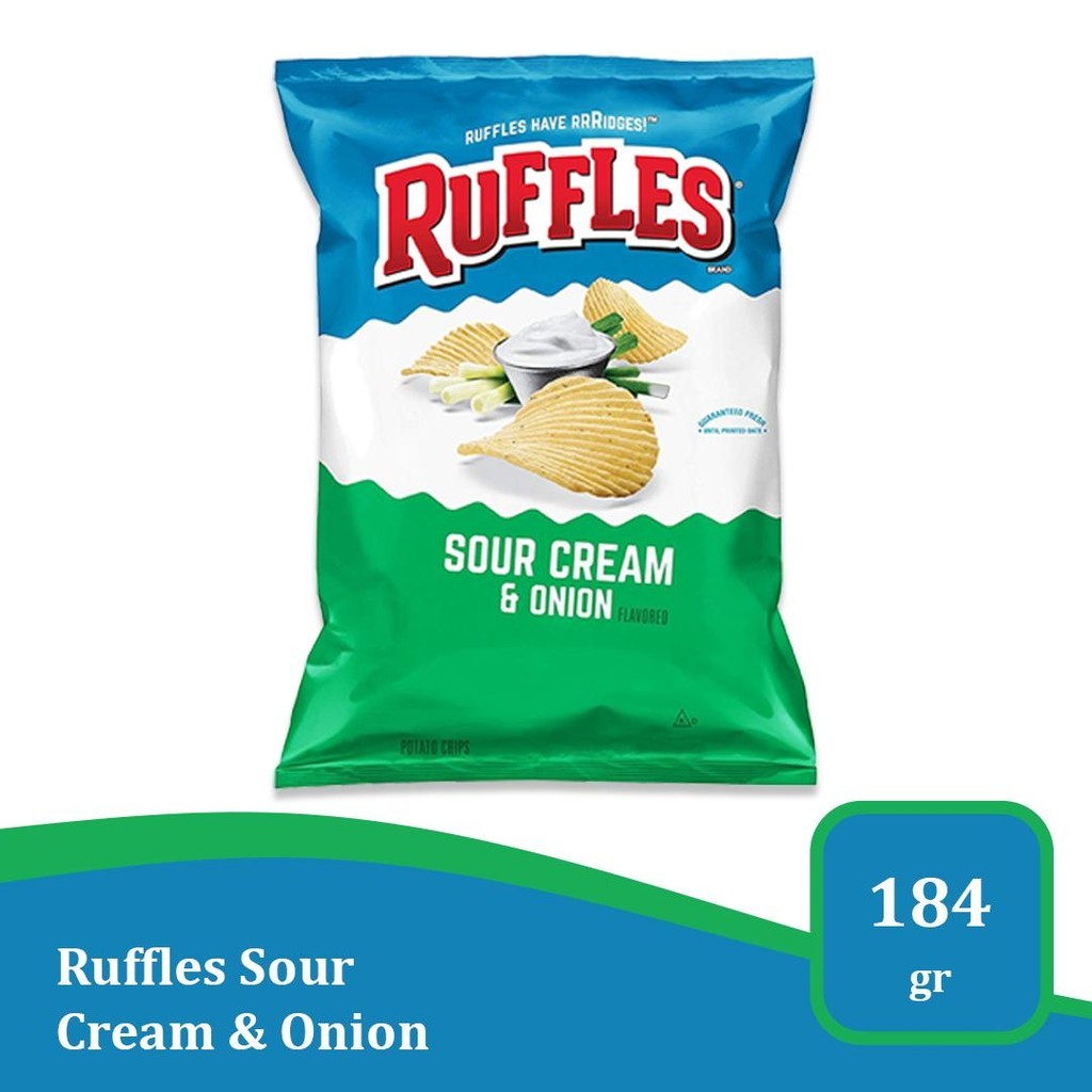 

Ruffles Sour Cream & Onion 184gr - Keripik Kentang Gurih Creamy Import USA