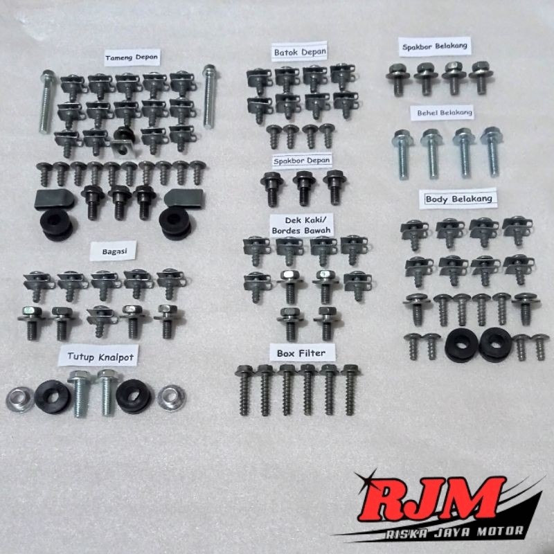 Baut Full Set Cover Bodi Body Yamaha Mio Soul GT 125 All New / Baut Lengkap Cover Body Bodi Yamaha A