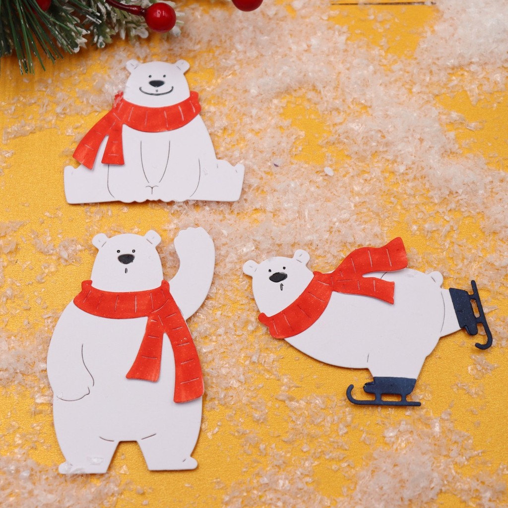 

Polar Bear Scrapbooking Dies Album Carbon Steel Mold DIY Greeting Card Crafts Metal Cutting Dies 2024 New Arrivals