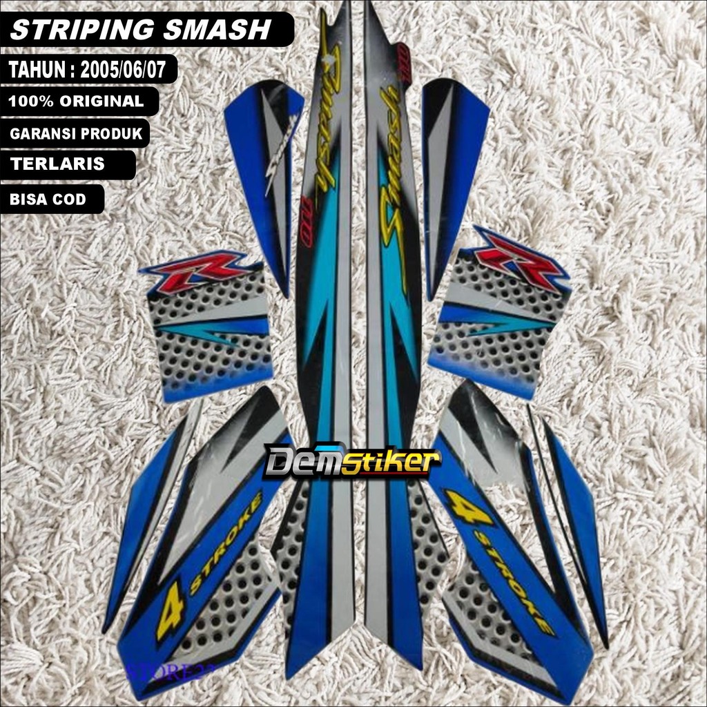 STRIPING SMASH 110R BIRU TAHUN 2006 STIKER LIS STANDAR ORI SUZUKI 110 R