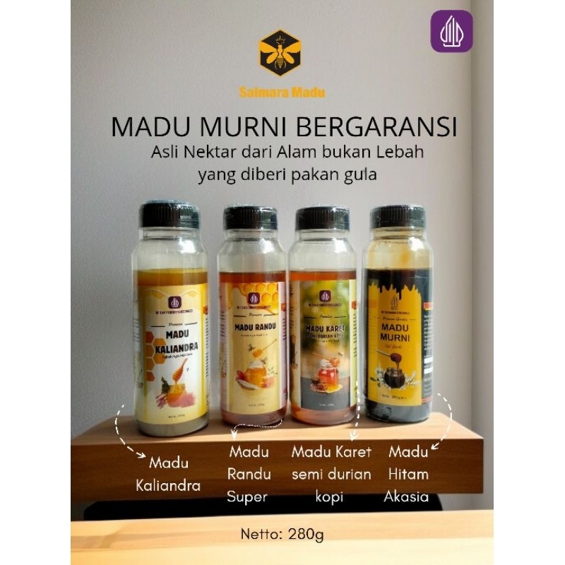 

280g Madu Murni Asli ( Kaliandra, Akasia, Randu super, Karet Semi Durian Kopi)