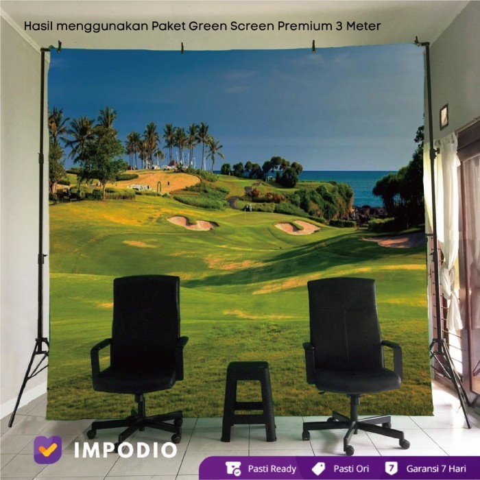 IMPODIO Stand backdrop tinggi 3m x lebar 3m + green screen CO