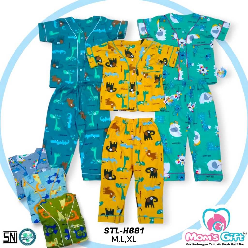 setelan baju bayi moms gift pendek celana panjang size M L XL / PIYAMA BAJU TIDUR ANAK Katun Lengan
