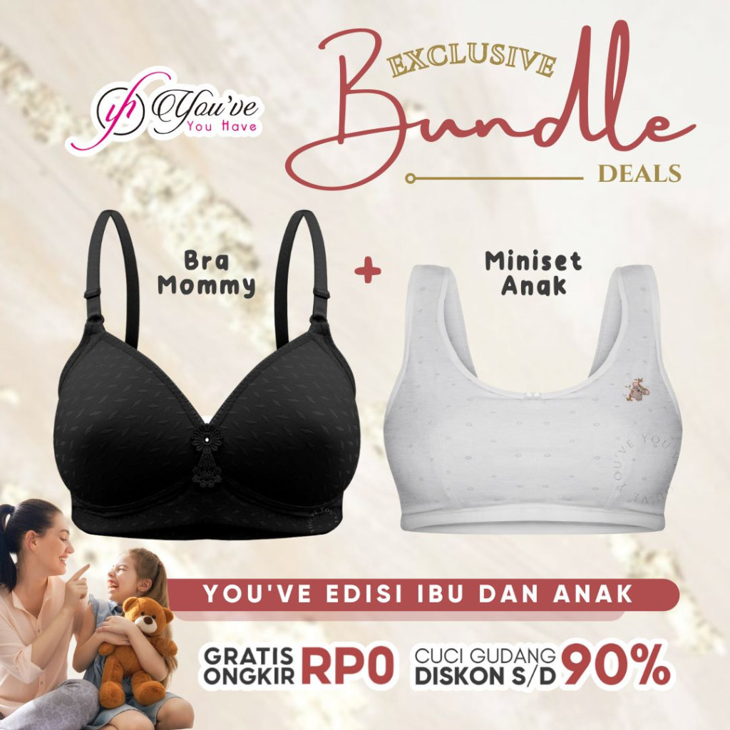 YOU'VE ( YOUHAVE ) PAKET HEMAT 1PCS BRA JUMBO 100056 + 1PCS BH Mini Set Miniset Wanita Remaja Bra Sp