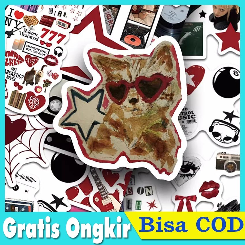 

50 PCS Stiker Y2K Aesthetic Retro - Stiker Vinyl Anti Air Lucu untuk Helm Motor Laptop HP Buku Diary Botol Minum Koper Hadiah Cewek