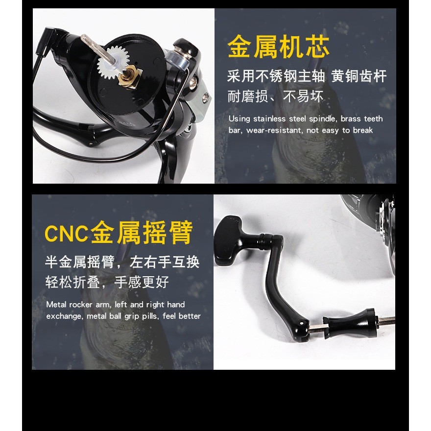 Cod Asli Besi Fishing Reel Mg1000-7000 Max Drag 10Kg Spinning Casting Rod Reel, Mesin Pancing Reel