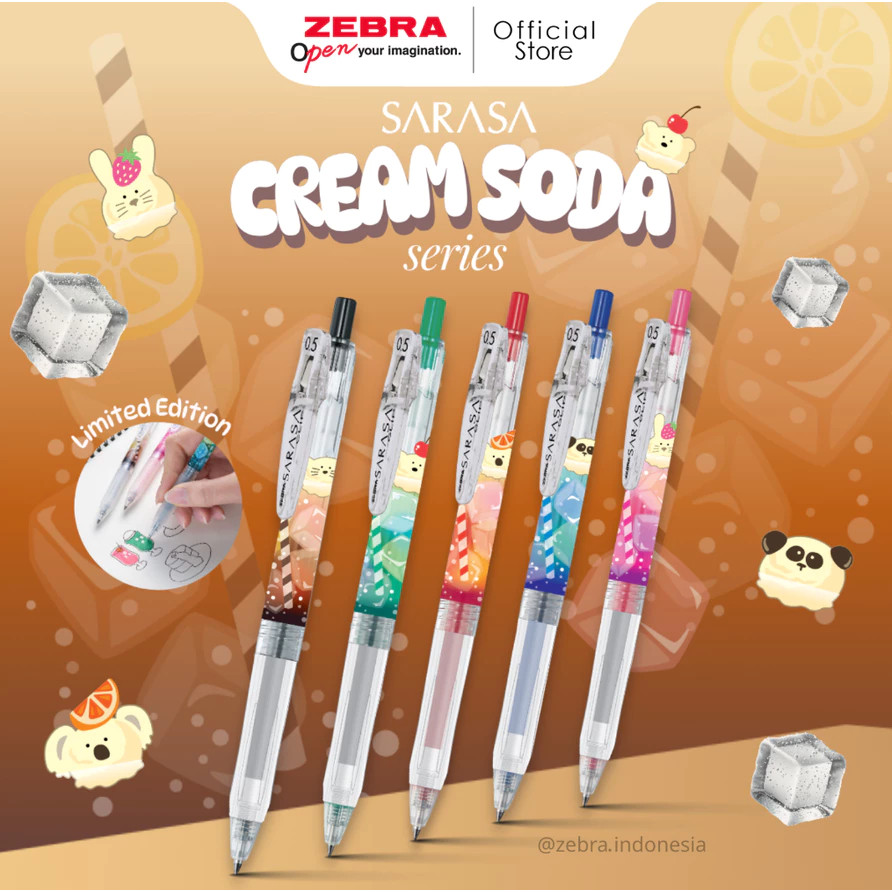 

SUPER MURAH Zebra Alat Tulis Pulpen Gel Sarasa 0.5mm Limited Edition Cream Soda Series [Per 1 Pcs]