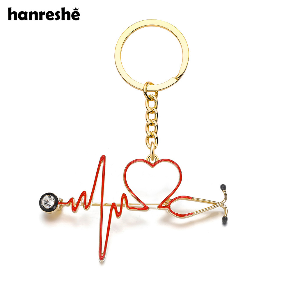

Hanreshe Classic Heart Stethoscope Keychain New Medical Jewelry Backpack Car Keyring for Doctor Nurse Accessories Gifts