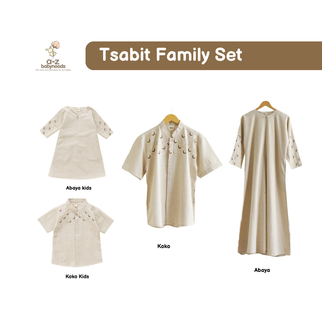 Azbabyneeds - Abaya Dewasa Abaya Anak Koko Dewasa Koko Anak Sarimbit Family Set - Tsabit Family Set