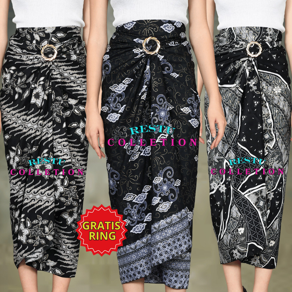 ROK LILIT SONGKET MOTIF BATIK WANITA MK BIRU BAWAHAN KEBAYA WISUDA DAN KONDANGAN + GRATIS RING