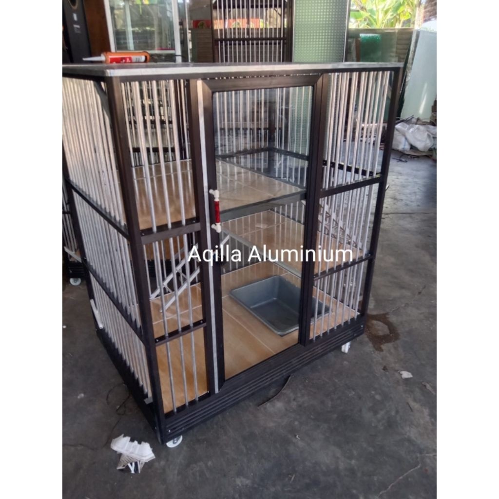 Kandang kucing 1 pintu aluminium/kandang hewan peliharaan aluminium/kandang kucingCO