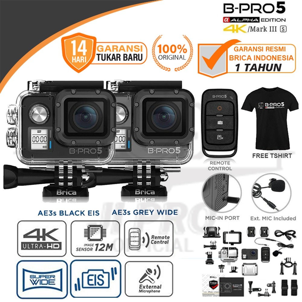 Brica B-Pro 5 Alpha Edition Action Cam AE3S -  AE Basic - AE Lite - AE1 4K - AE2 - AE2S - Kamera Bri