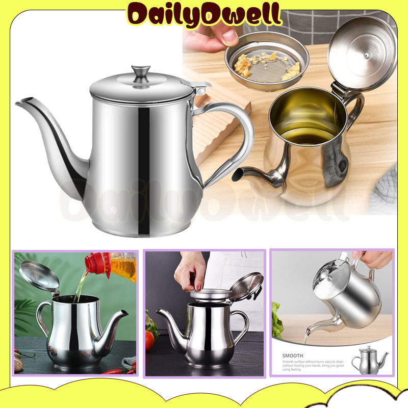 oil pot teko saringan minyak stainless angsa jumbo/ teko minyak goreng ceret stainless oil pot kapas