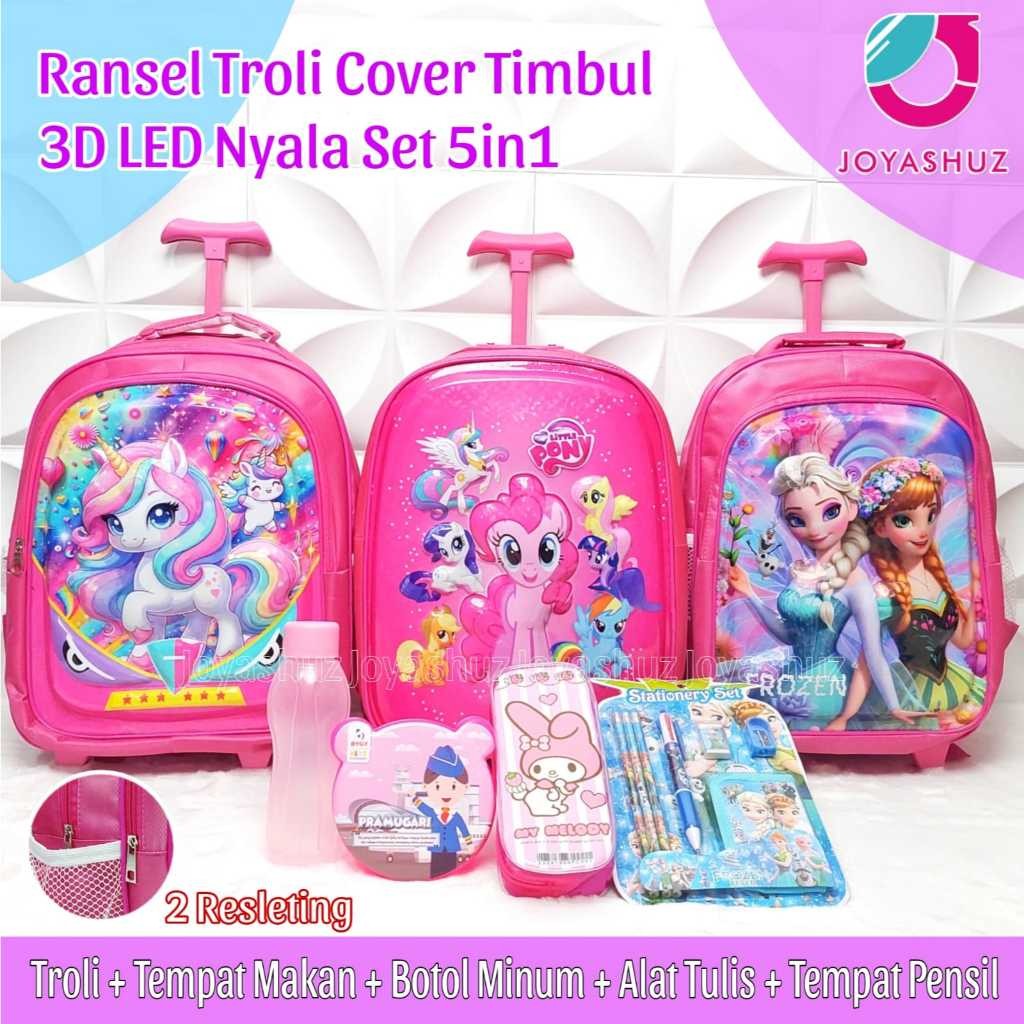 Ori Tas Troli Anak Perempuan Karakter Pony - Tas Dorong Anak TK Paud - Tas Anak Perempuan 3D Glosy U