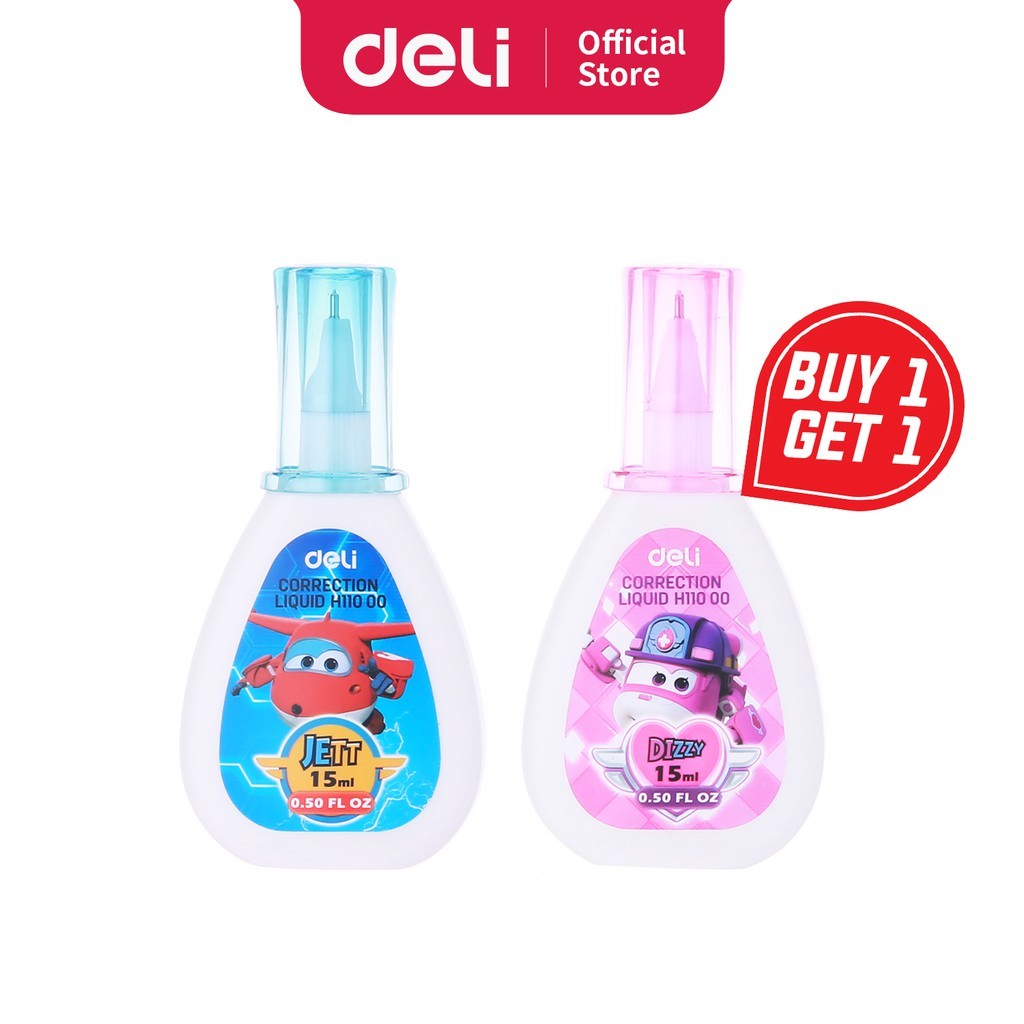 

(BUY 1 GET 1) Deli Super Wings Tip X Correction Tape Cair 15ml dengan Klip, Cepat Kering EH11000