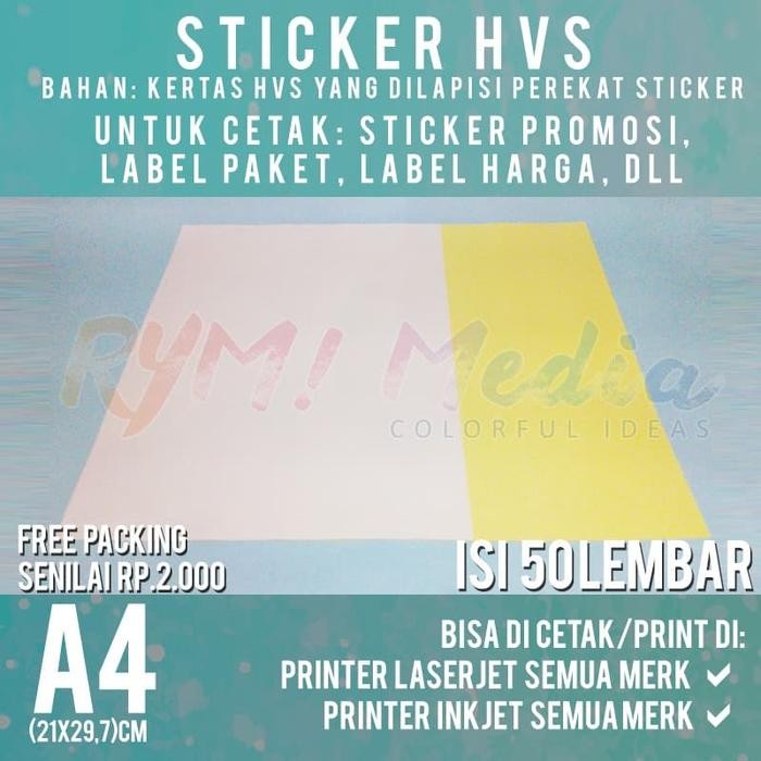 

TERLARIS! Kertas Sticker HVS A4 isi 50 Lembar / Stiker Doff A4 - BROKEN WHITE