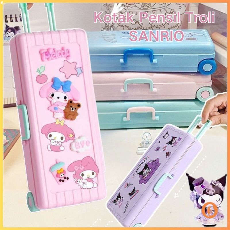 

[Penjual Lokal] kotak pensil troli KUROMI 3D / kotak pensil multi-lapis berkapasitas besar / kotak pensil tahan air yang dapat ditarik / kotak pensil stiker asli sanrio