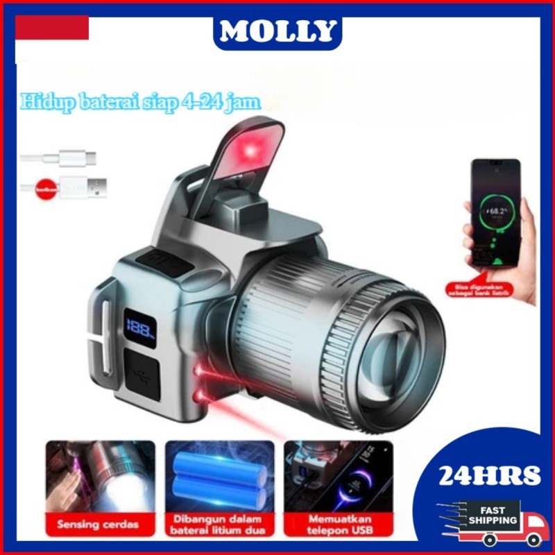 Senter LED Super Terang/ Senter Kepala /Senter Kepala Super Terang/ Senter Kepala Zoom Tampilan Digi