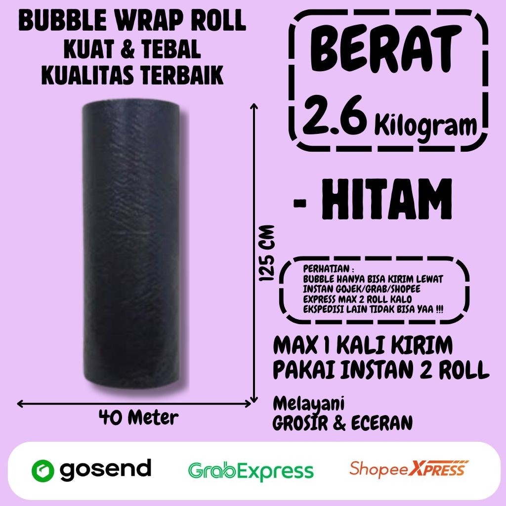 

READY Bubble Wrap Warna Hitam Berat 2.6kg bubble wrap Kualitas Terbaik