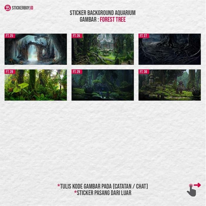 STICKER WALLPAPER UNTUK BACKGROUND AQUARIUM MOTIF BATU, NAGA, ALAM 3D - 130 X 70