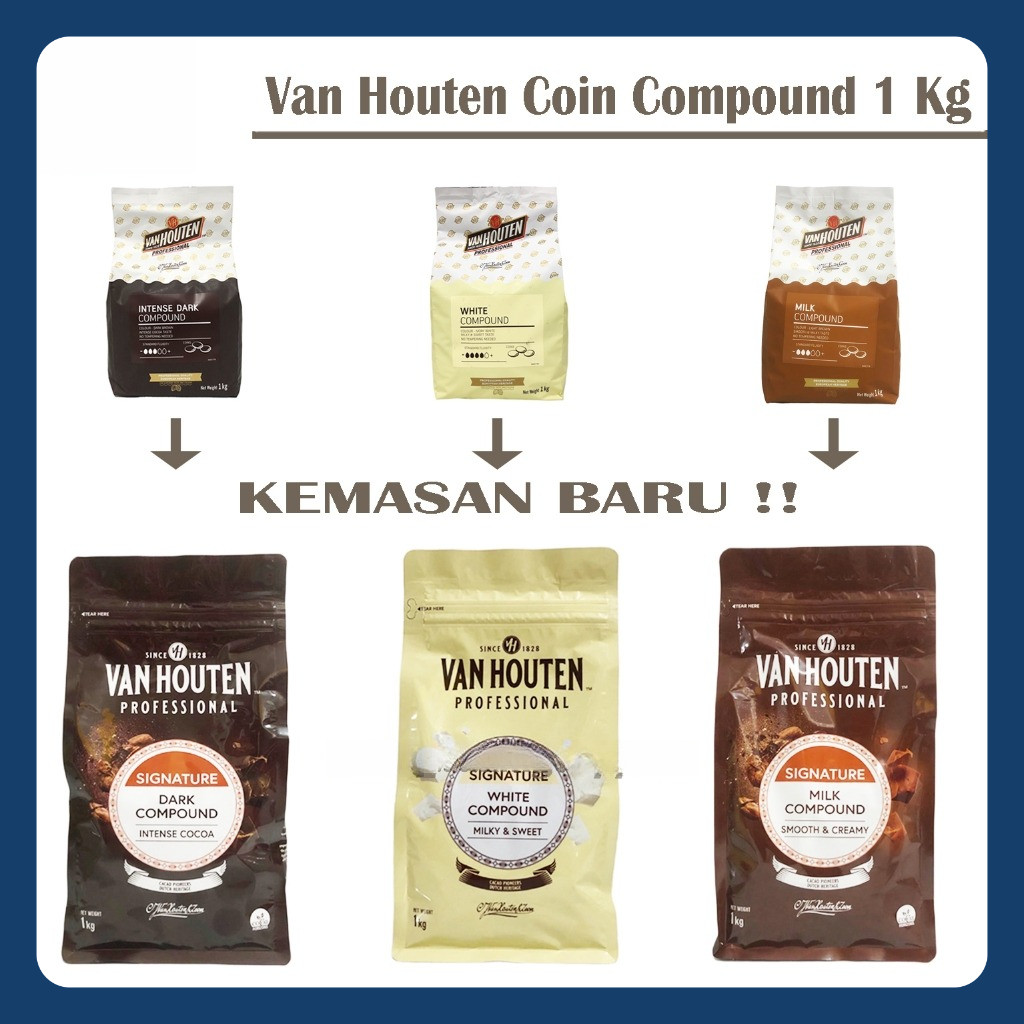

VAN HOUTEN COIN COMPOUND 1 KG PROFESSIONAL / DARK INTENSE MILK WHITE CHOCOLATE / COKLAT COIN 1KG