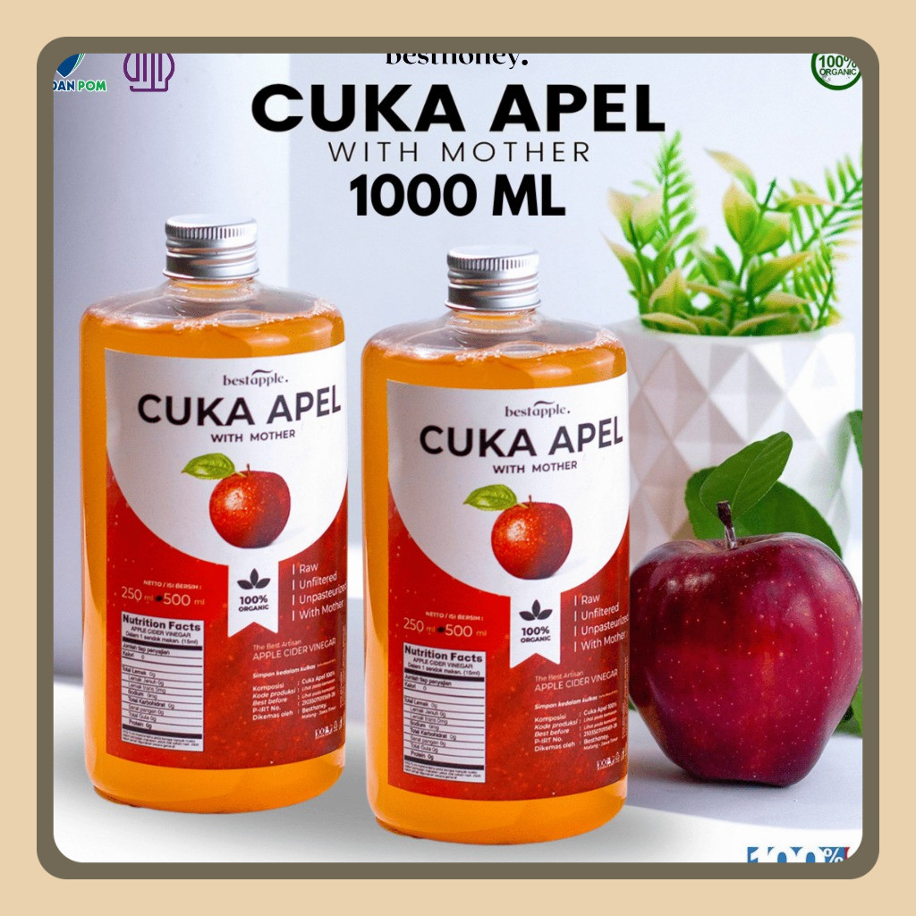

Best Honey Cuka Apel With Mother's Organik Apple Cider Vinegar 750ML / 1000ML