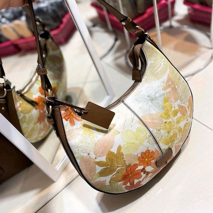 Tas Wanita Kulit sapi asli Balena series ecoprint - Putih 2006