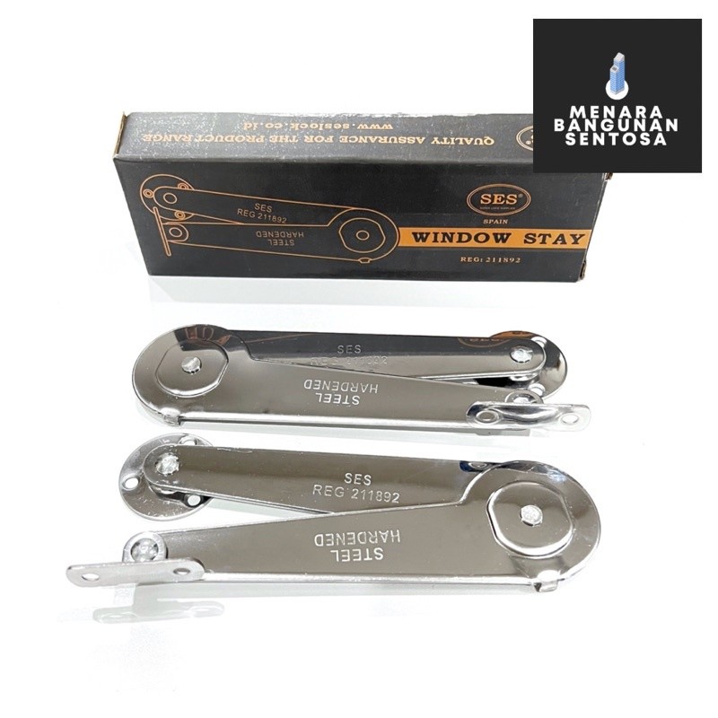 Engsel Salon SES 9" Putih Chrome / Sikutan Jendela / Lipat Tebal