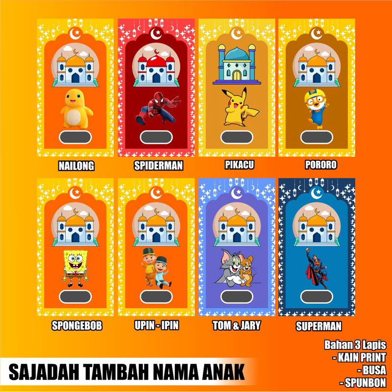 PROMO SAJADAH ANAK FREE NAMA | SAJADAH ANAK TAMBAH NAMA | SAJADAH ANAK CUSTOM | SAJADAH ANAK | SAJAD