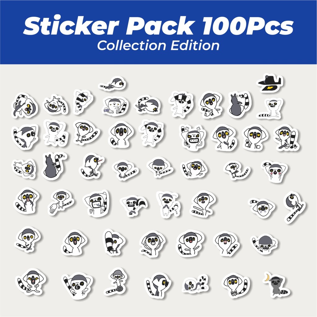

Hot Sticker Hewan Lemur Lucu Anti Air Stikers Berperekat Waterproof Sticker Decal Buat Motor Helm Buku Journal Koper Casing HP Laptop Botol Minum