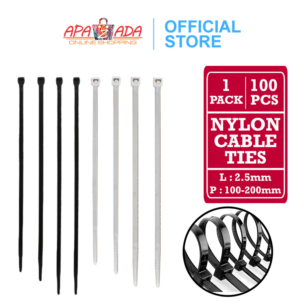 

Apazada - Kabel Ties Nylon 2.5mm Pasti Pas100 Pcs / Nylon Cable Ties 6BAN / Pengikat Kabel Terkuat