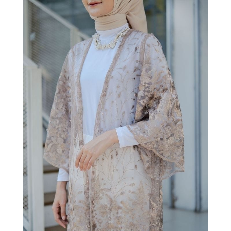 Outer Brukat Long Simple kekinian - Outer brukat kondangan