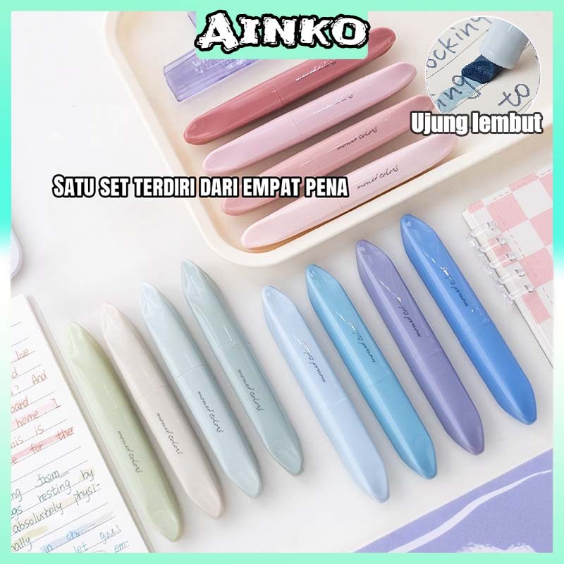 

4pcs Highlighter Pen Warna Pastel Lucu 1 SET WARNA PASTEL TERANG Set Lucu Journal Marker Pen Alat Tulis Stationery Korea School Stuff