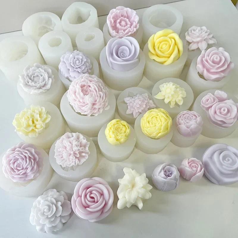 

Full Series 3D Flower Candle Silicone Mold Homemade Handmade Soap Plaster Resin DIY Chocolate Ice Cake Decoration Baking Mould