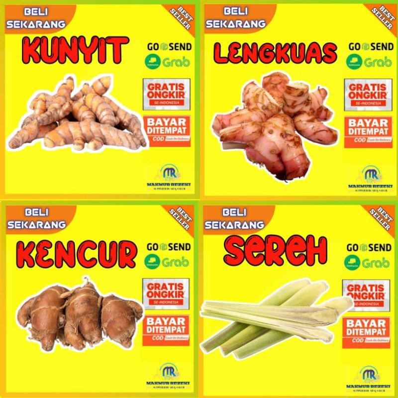 

Paket Bumbu Dapur / Jahe / Kunyit / Sereh / Lengkuas / Kencur / Daun Salam / Daun Jeruk 100 Gram 250 Gram terlaris