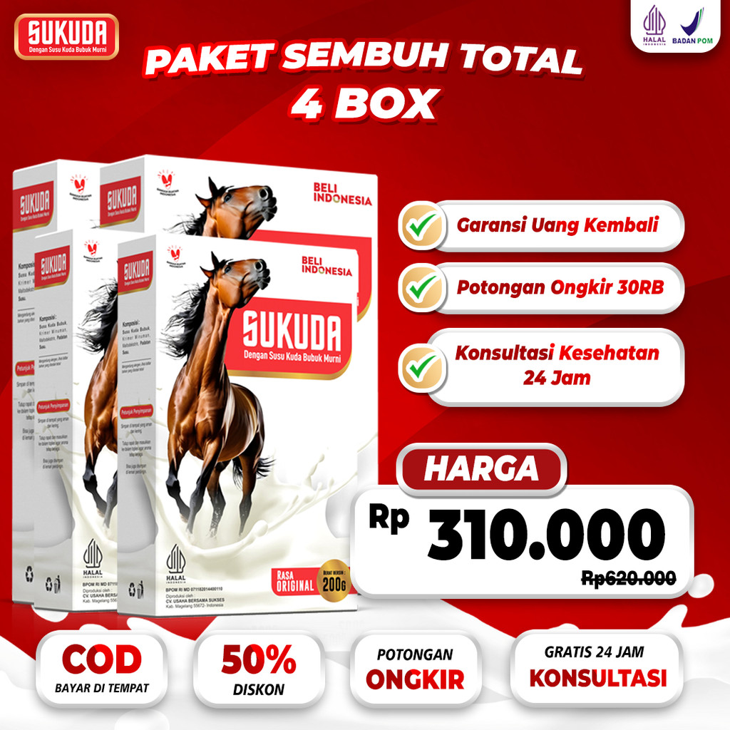

Sukuda Susu Kuda Liar Lombok Murni Kolostrum 200 Gram 4 Box