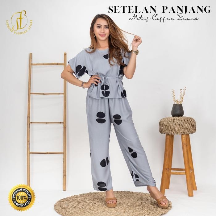 

Setelan Wanita Celana Panjang Motif Coffee Beans - grey
