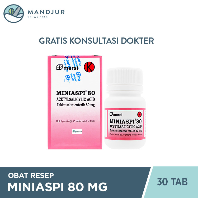 MINIASPI 80 80 MG 1 BOTOL @ 30 TABLET SALUT ENTERIK