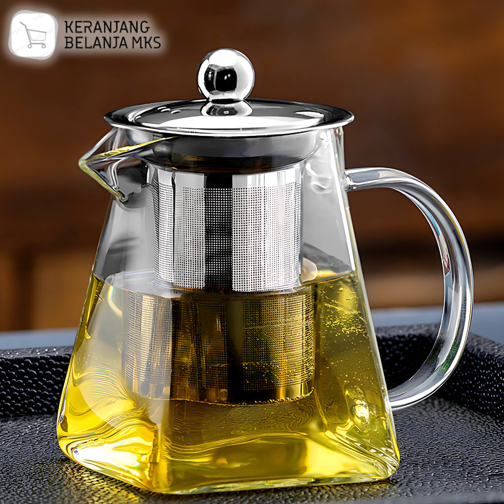 Tea Pot Infuser / Teko Teh Kaca Stainless / Teapot / Teko Teh Dengan Saringan / Tea Maker Teko Kaca 