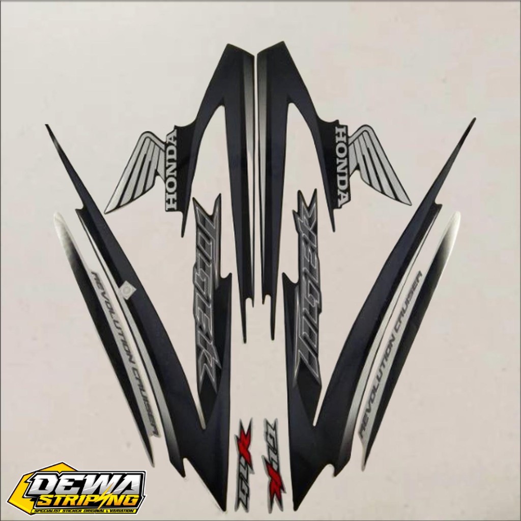 striping lis stiker standar ori Tiger 2009 hitam silver stiker ori Tiger Revo 2009 striping Tiger Re