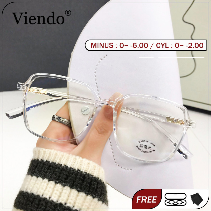 Viendo Kacamata Photocromic Minus Pria Wanita Silinder Anti Radiasi Blueray Kaca Mata Optik Frame