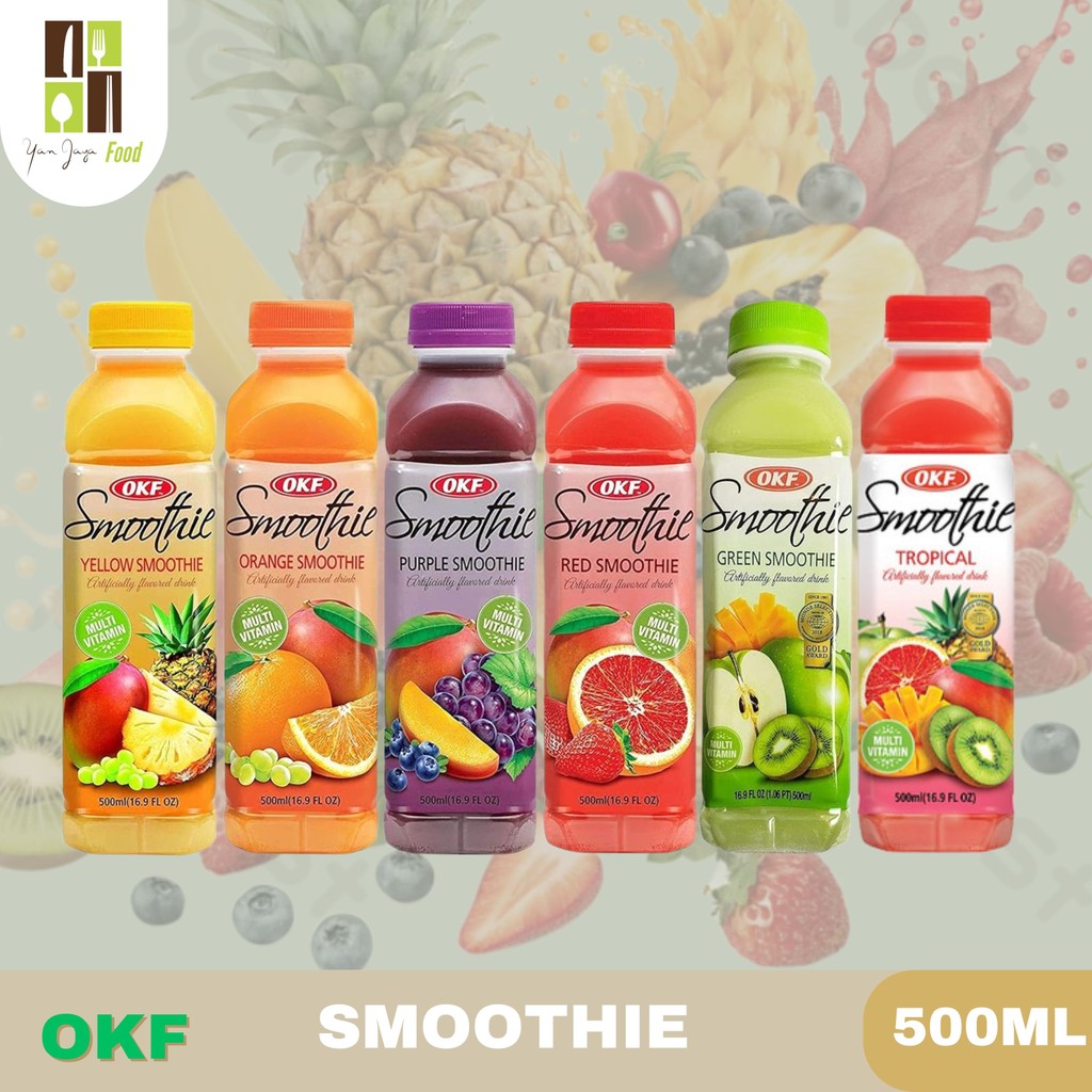 

OKF Smoothie Minuman Korea 500ml / Smoothie Red / Orange / Yellow / Green / Purple / Tropical / Watermelon Sparkling / Import Korea / Minuman Sari Buah / Jus Buah Kental
