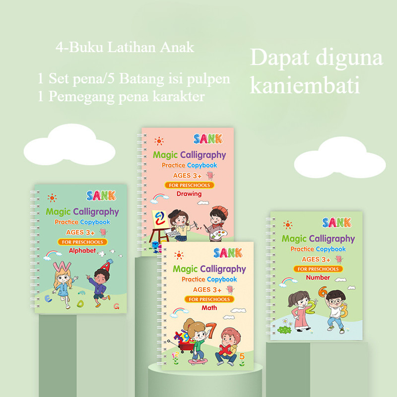 

Ready Buku Ajaib Belajar Menulis Anak / Latihan Menghitung Menggambar Tulis Huruf Dan Angka / Sank Magic Practice Writing Book / 1 Set Buku Isi 4 + Pulpen Buku Prasekolah Paud TK / Edukasi Hadiah Kado Ultah Anak Reuseable Alphabet Math Drawing Number