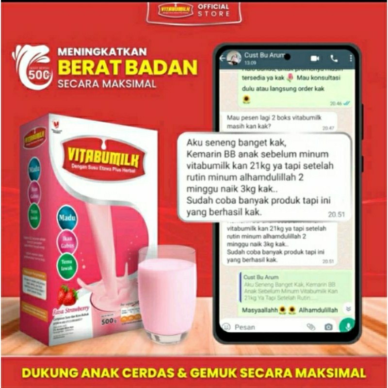 

VITABUMILK SUSU ETAWA PLUS 4 HERBAL SINERGI // STRAWBERY