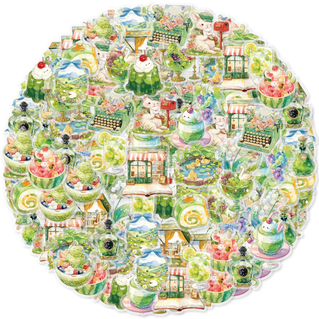 

20pcs Green Pastry Pattern Stickers for Notebooks, Water Bottles, Suitcases, Handmade Scrapbooks, Kids Stickers, DIY Decorations