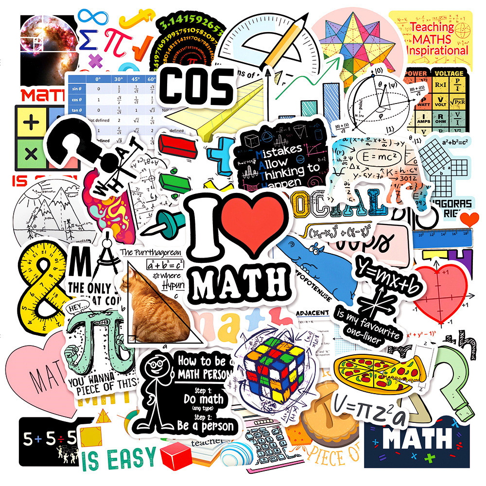 

10/30/50PCS I Love Math Cartoon Formula Symbol Stickers Car Motorcycle Luggage Guitar Skateboard Waterproof Cool Decal Sticker