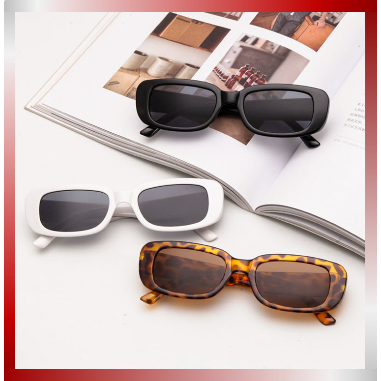 Kacamata Vintage Persegi Panjang / Kacamata Fashion Catwalk / Kacamata Anti Sinar UV400 / Kacamata F