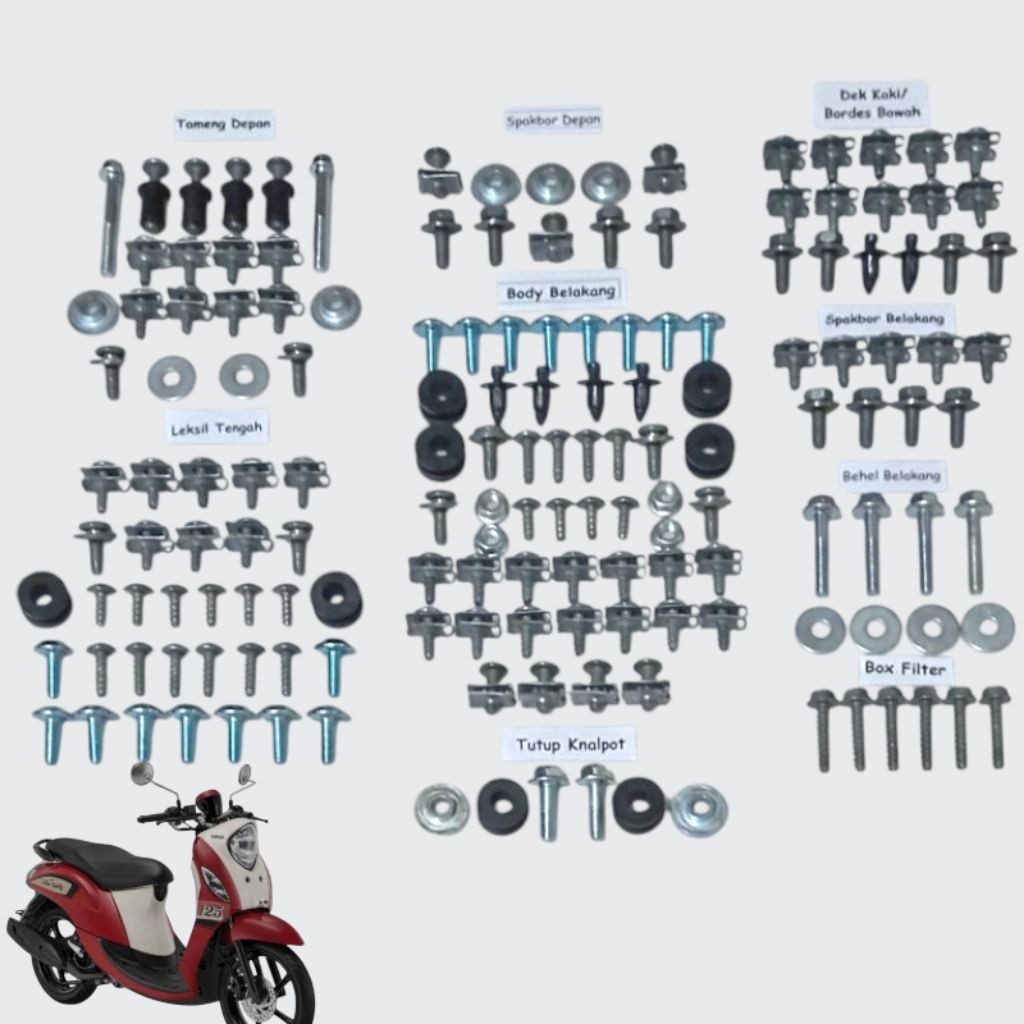 COD Baut Full Set Body Yamaha Fino 125 Fi Blue Core / Baut Full Body Yamaha Fino 125 Fi Blue Core Le